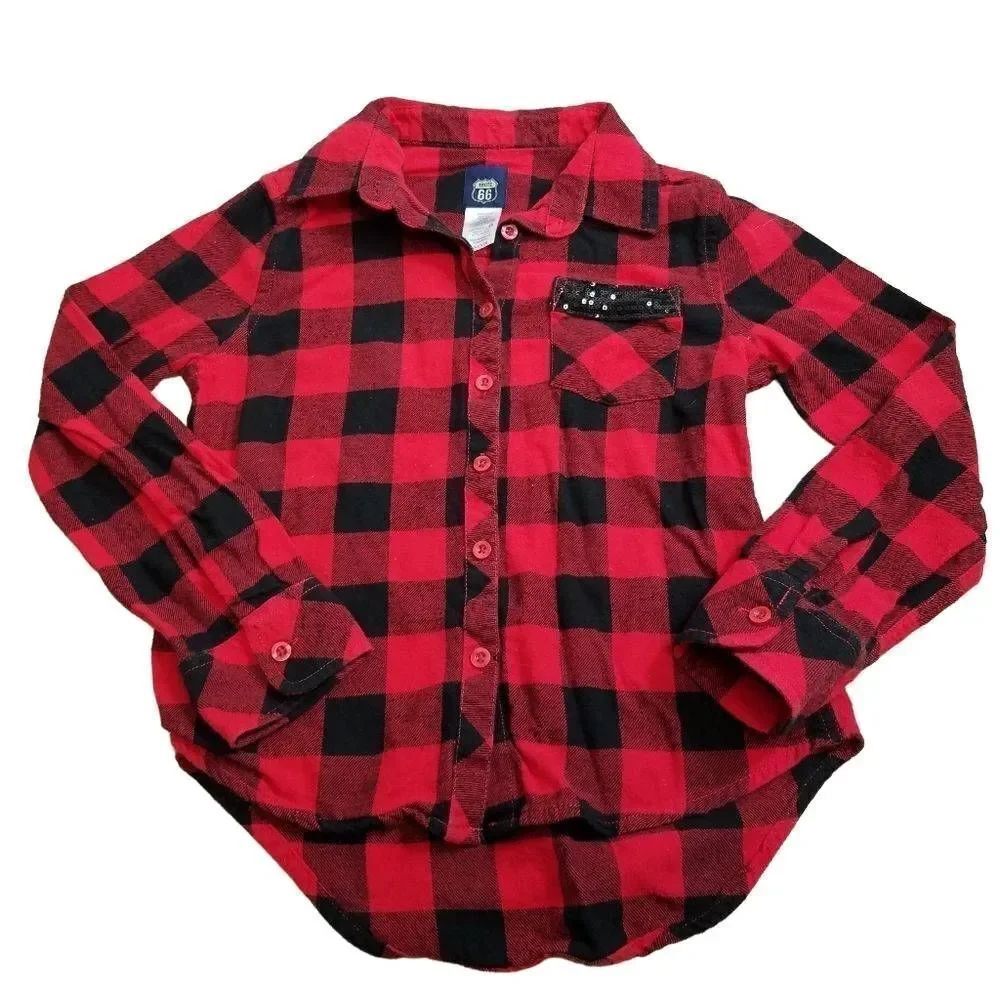 Route 66 plaid button down shirt L